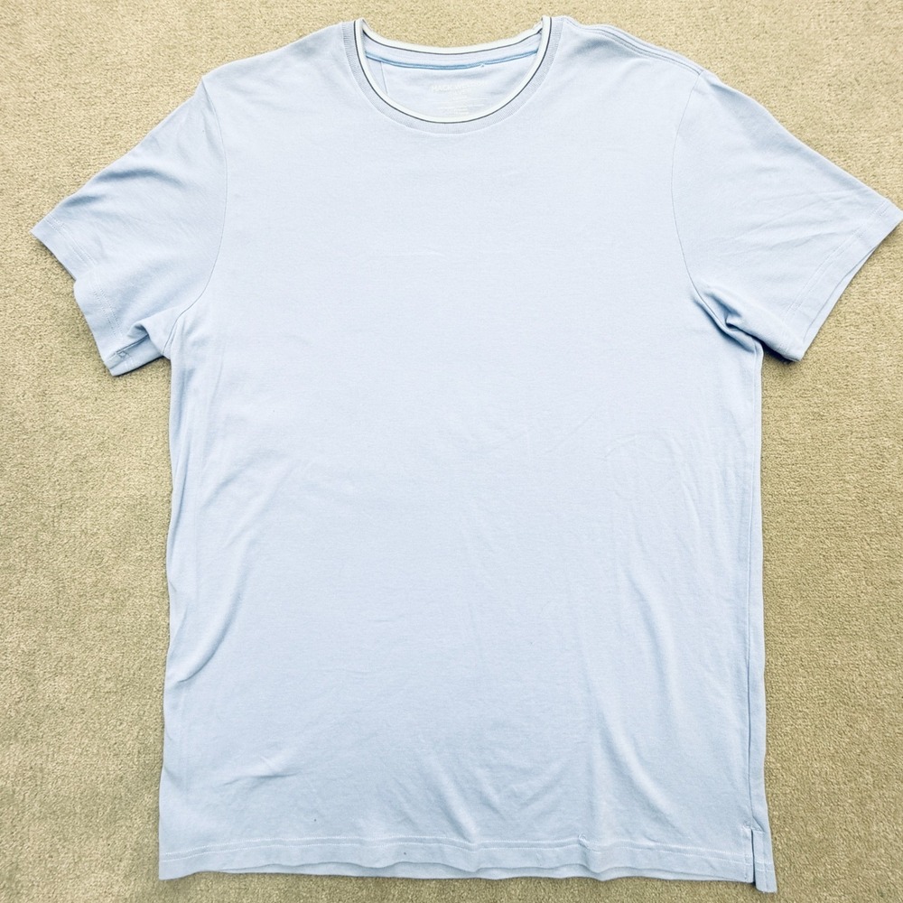 Mack Weldon Silver T-Shirt Mens Sz Large Blue Supima Cotton Blend Stripe Collar